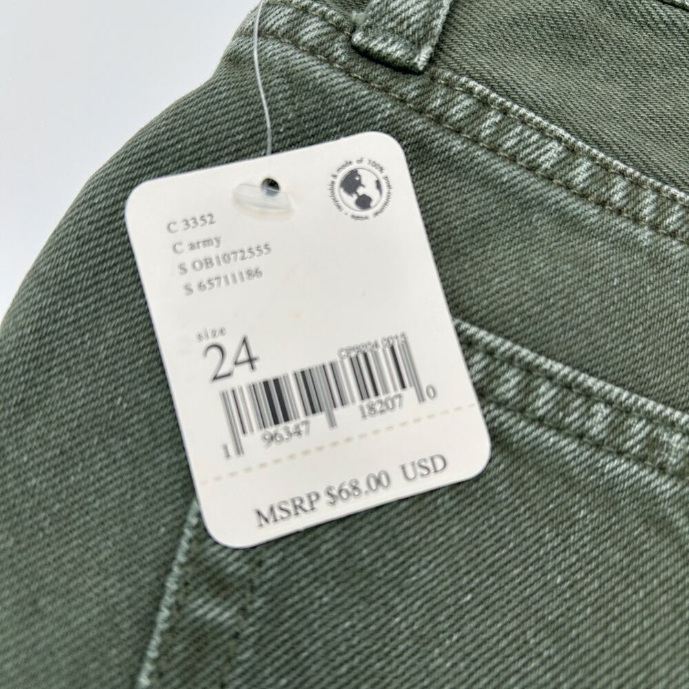 Free People Makai Cutoff Denim Shorts Olive Green Mid Rise Shorts Women 24 NWT - Picture 4 of 10
